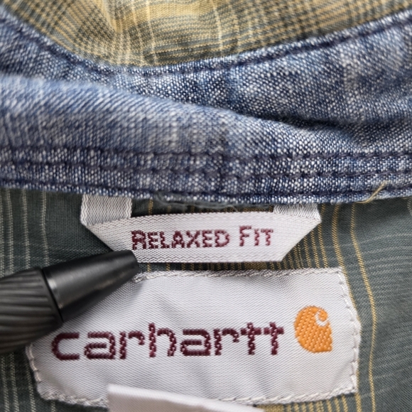 Carhartt Relaxed Fit XL Flannel Shirt Men's Plaid Long Sleeve Workwear - Picture 9 of 12
